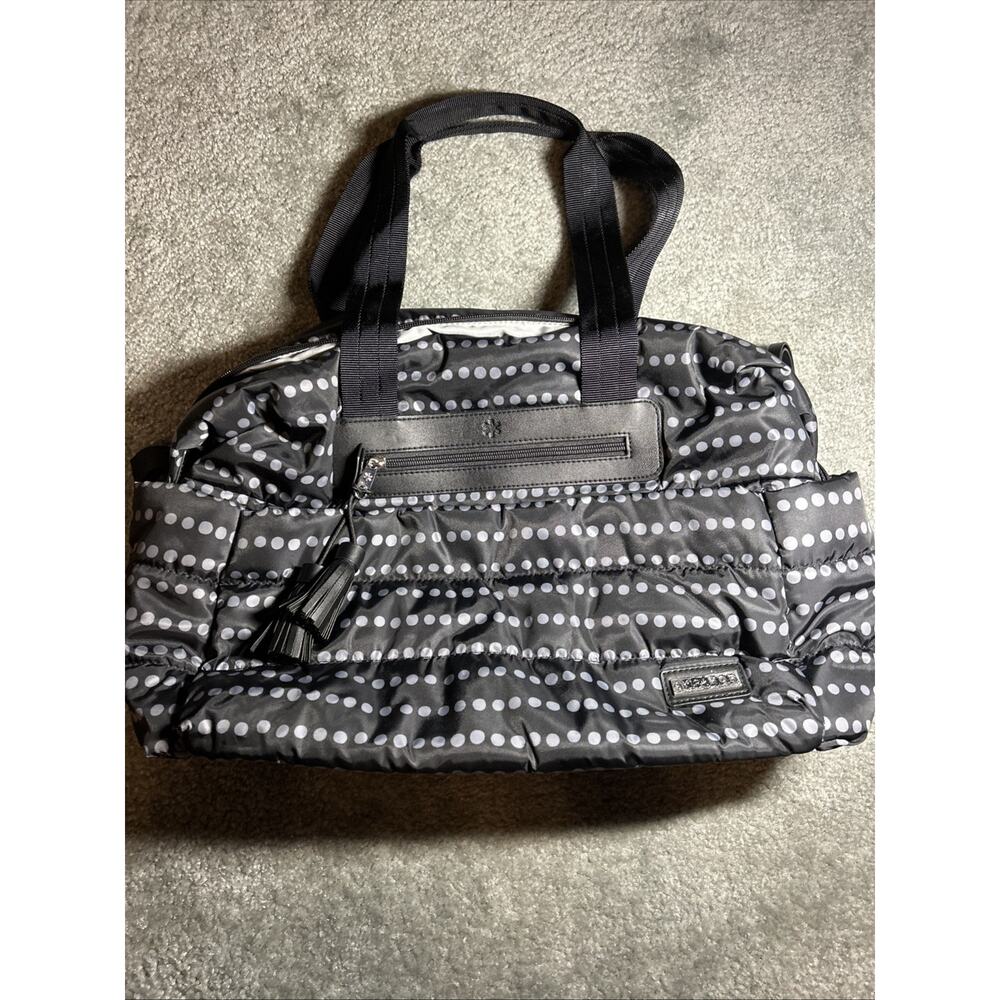 Skip Hop Diaper Bag Puffer Quilted Baby Changing Pad Shoulder Black Grey Dots
